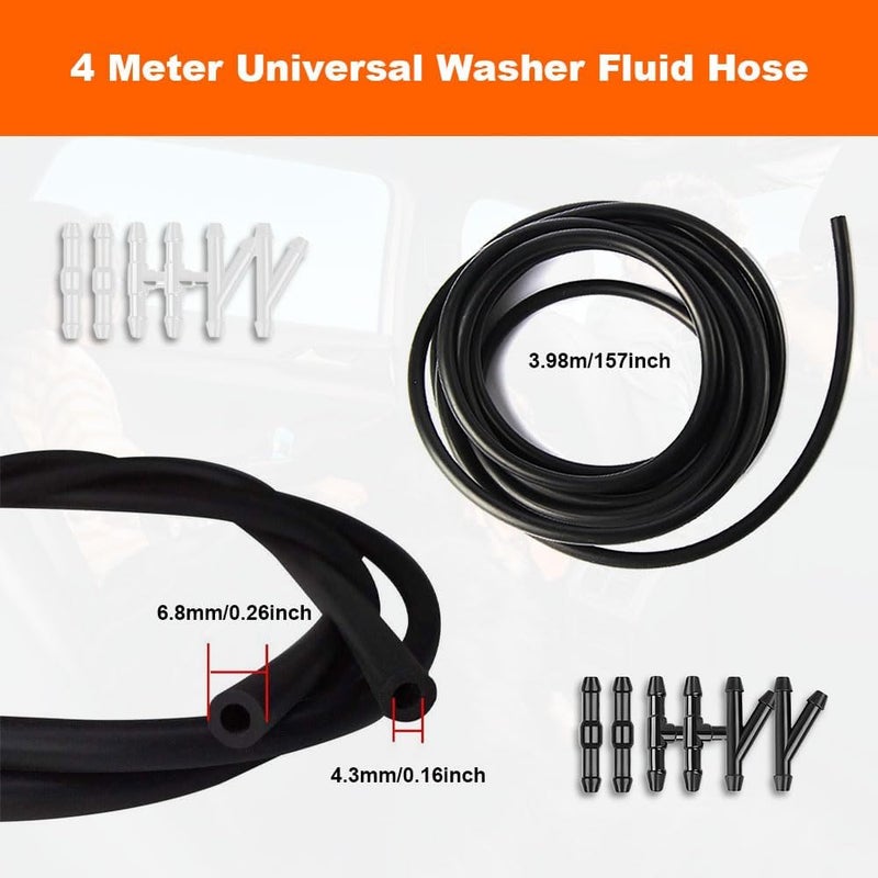 PACLVIO Windshield Washer Hose Kit - 4 Meter Universal Washer Fluid Hose with 12 Pcs Hose Connectors, Fit for Most Vehicle Windshield Washer Nozzle Installation, for Connecting Car Water Pumps and Nozzles - Image 2